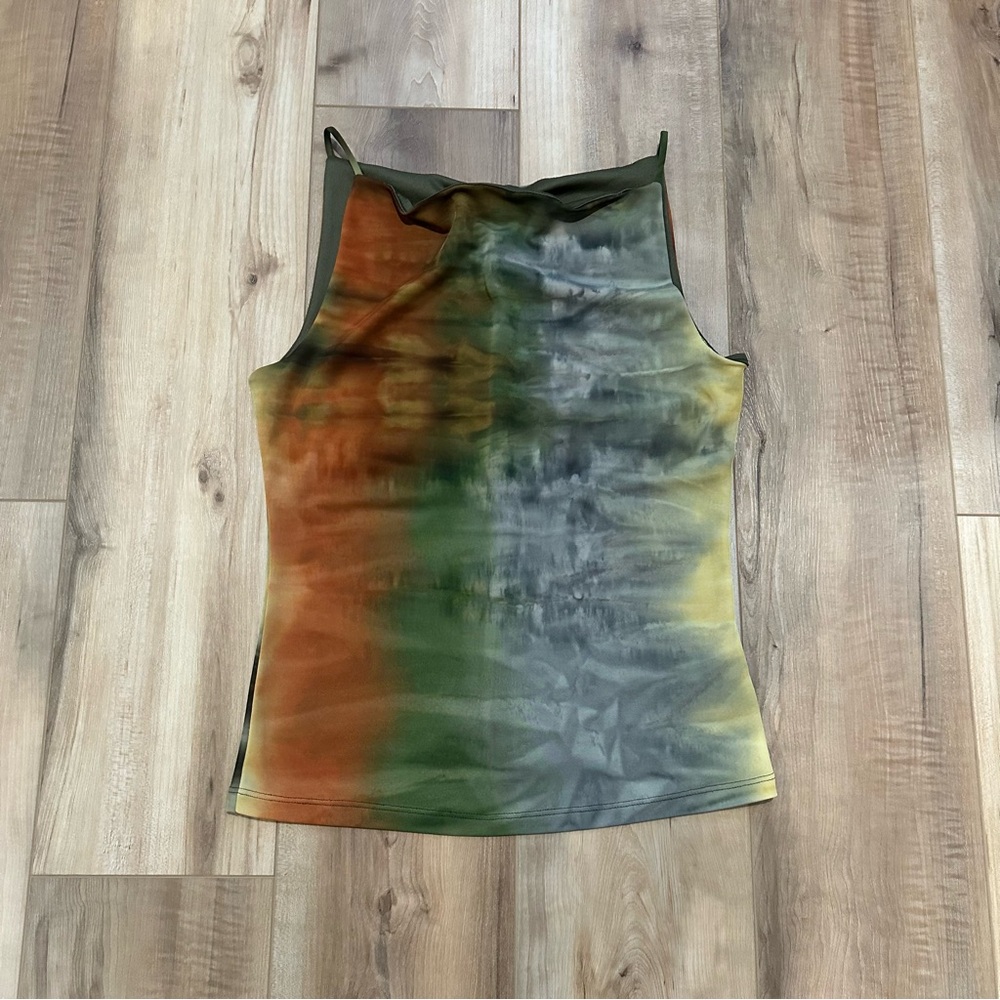A Gaci Too USA Vintage Y2K Green Orange Mesh Tank Top 90’s L